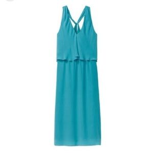 100% Silk Babaton midi/maxi dress in teal/ dark sea foam
